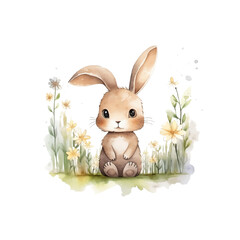rabbit watercolor colors for kids simple drawing childish cute
