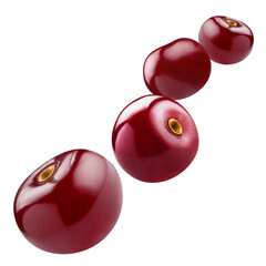 Flying delicious cherries cut out