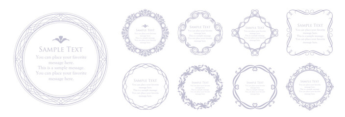 高級感のあるビンテージ調のフレームデザインセット　罫線　枠　ウエディング　ビンテージ　アンティーク