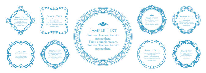 高級感のあるビンテージ調のフレームデザインセット　罫線　枠　ウエディング　ビンテージ　アンティーク