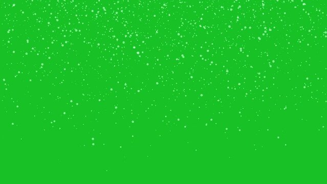 Snow flakes falling on green screen motion graphic effects.