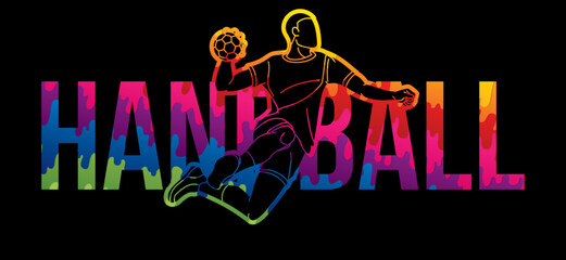 Handball Sport Text Design Cartoon Graphic Vector