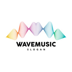 Music Wave Logo, Simple Elegant Gradient Line Design, Music Equalizer Vector, Symbol Template Icon