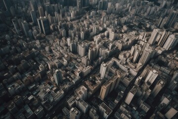 urban building business top architecture skyscraper aerial city view street. Generative AI.