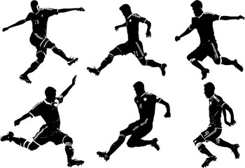 Soccer players silhouettes, vector set