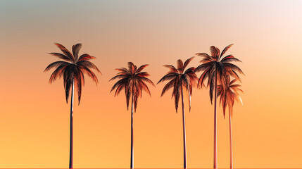 Artistic Rendition of Coconut Trees in Silhouette. Generative AI.
