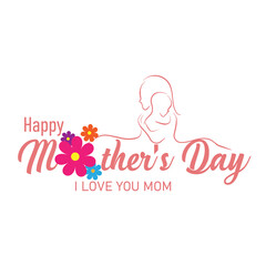 Mothers day celebration, I love you mom with line art