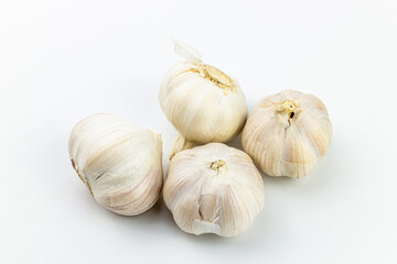 Garlic isolated on white background. Clipping path included for easy extraction.