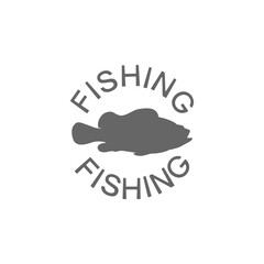 Fishing word with fish icon isolated on transparent background
