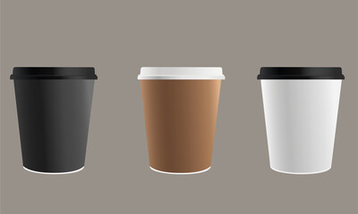 Set of cups for coffee or tea illustration