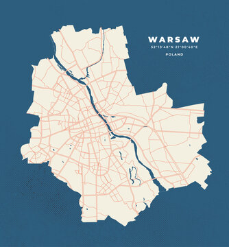 Warsaw map vector poster flyer