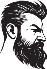 Brutal man, man with beard and hair, barbershop logo, vector illustration, SVG
