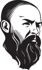 Brutal man, man with beard and hair, barbershop logo, vector illustration, SVG