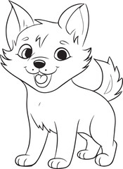 Anime dog in cartoon style, anime dog, coloring page, vector Illustration, SVG