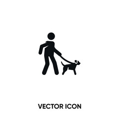 Leashed dog vector icon. Modern, simple flat vector illustration for website or mobile app. Walking with the dog symbol, logo illustration. Pixel perfect vector graphics	
