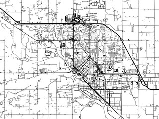 Vector road map of the city of  Midland Michigan in the United States of America on a white background.