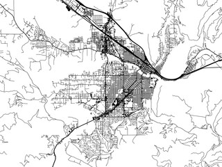 Vector road map of the city of  Missoula Montana in the United States of America on a white background.