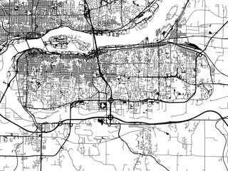 Vector road map of the city of  Moline Illinois in the United States of America on a white background.
