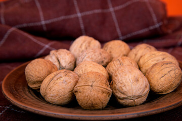 Walnuts are on the table. Wholesome food and healthy lifestyle.