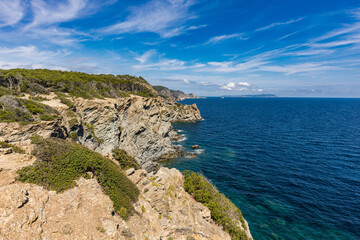 The island of Porquerolles and the calanque of the Indian (Calanque de l'Indienne), France