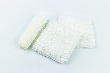 Fototapeta na wymiar White medical bandage isolated on white background. Medical bandage.