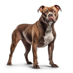 American Staffordshire Terrier standing in front of a white studio background