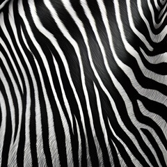 Zebra Black  and White Animal Skin Fur