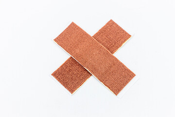 Medical adhesive bandage isolated on white background, clipping path included.
