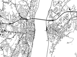 Obraz premium Vector road map of the city of Newburgh - Beacon New York in the United States of America on a white background.