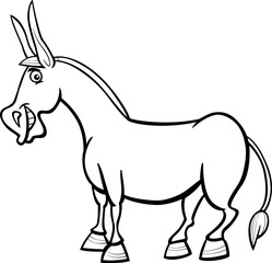 funny cartoon donkey farm animal character coloring page