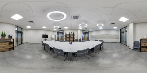 full spherical hdri seamless hdri 360 panorama in interior of empty conference hall for business...