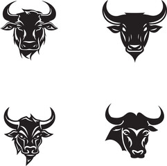 Bull head logo icon set, bull logo isolated on a white background, SVG, Vector, Illustration.
