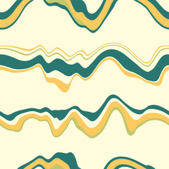 Abstract Hand Drawing Liquid Wavy Horizontal Stripes Lines Seamless Vector Pattern Isolated Background
