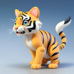 Fototapeta na wymiar Cute cartoon character little tiger. Generative AI