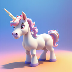 Cartoon character pink unicorn. Generative AI