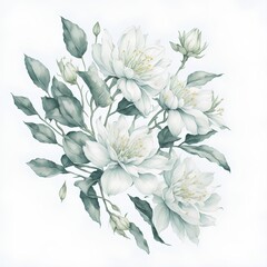 Illustration of jasmine flowers in assorted watercolors as a collage. AI Generated illustrations