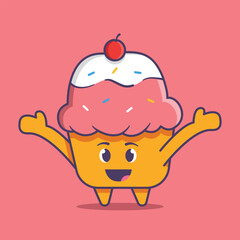 Cute Cherry Cake Illustration