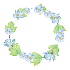 Watercolor frame - illustration with leaf elements, for wedding stationery, congratulations, wallpapers, and more on white background.