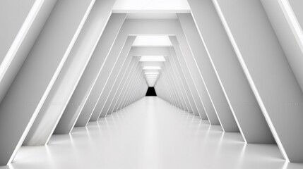 Fototapeta premium Modern Futuristic Light Corridor with White Background