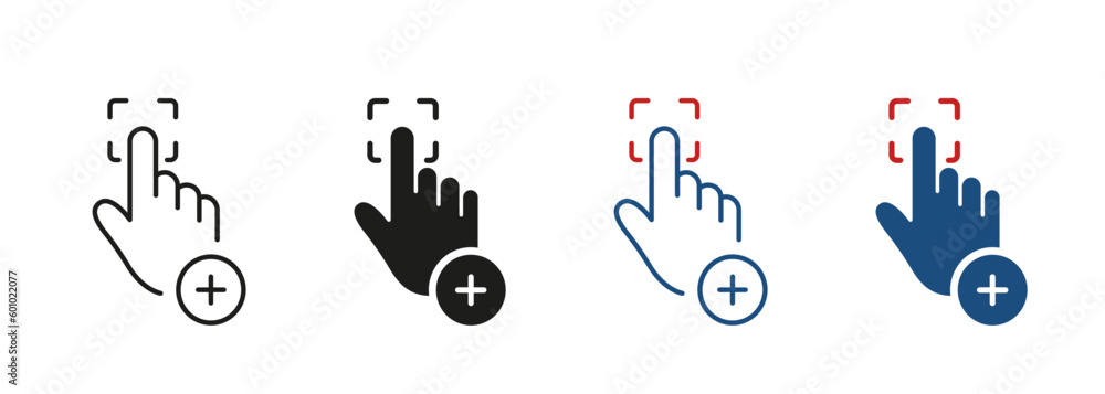 Poster scan fingerprint password to access line and silhouette icon set. touch id technology in smartphone 