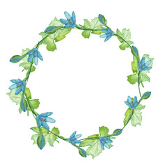 Fototapeta premium Watercolor frame - illustration with leaf elements, for wedding stationery, congratulations, wallpapers, and more on white background.