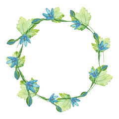 Watercolor frame - illustration with leaf elements, for wedding stationery, congratulations, wallpapers, and more on white background.