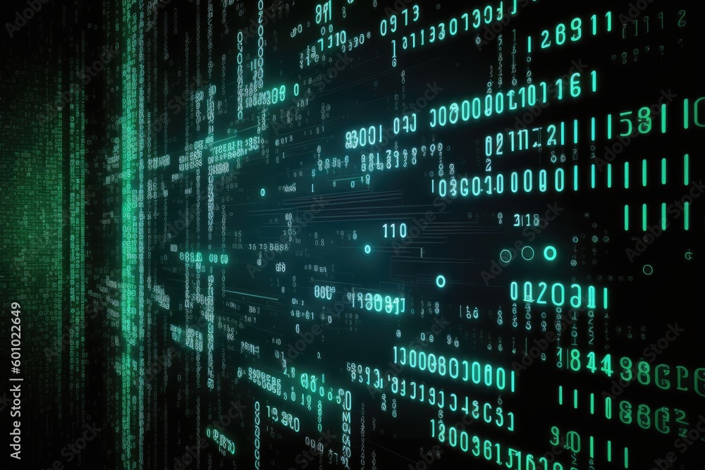 Poster binary code on a dark background