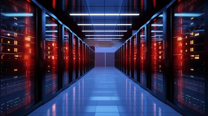 Obraz premium Data Center Server Room with Server Racks