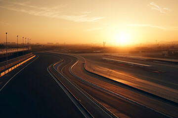 Racing into the Dusk: Experience the Beauty of a Circuit at Sunset created with Generative AI technology