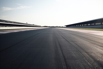 Fototapeta premium Speeding into the Sunset: The Perfect Setting for a Thrilling Race created with Generative AI technology