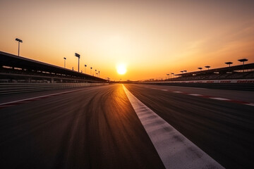 Fototapeta na wymiar Speeding into the Sunset: The Perfect Setting for a Thrilling Race created with Generative AI technology