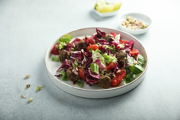 Healthy meatball salad with chickpea