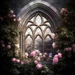 Generative AI: enchanted fairy tale arch with flowers