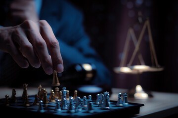 Businessman playing chess think problem solving. business competition planning teamwork,International chess, ideas and competition and strategy, business success concept,strategic concept..